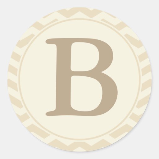 Round Envelope Seal with Monogram Beige & Ecru Stickers
