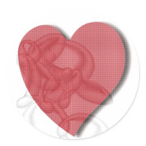 Round Enveloppe Sticker -Red Heart