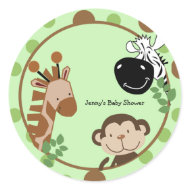 Round Favor Stickers - Jungle Adventure Animals sticker