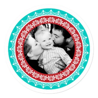 Round Festive Holiday Photo Cards Personalised Announcements