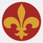 Round Fleur de Lis Stickers GOLD