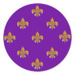 Round Fleur de Lis Stickers GOLD Pattern