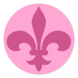 Round Fleur de Lis Stickers PINK