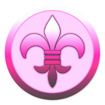 Round Fleur de Lis Stickers PINK