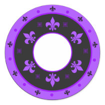 Round Fleur de Lis Stickers PURPLE