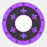 Round Fleur de Lis Stickers PURPLE