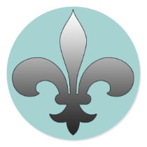 Round Fleur de Lis Stickers SILVER