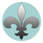 Round Fleur de Lis Stickers SILVER