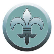 Round Fleur de Lis Stickers SOFT BLUE