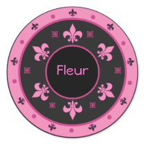 Round Fleur de Lis Stickers mit kundengerechtem Te