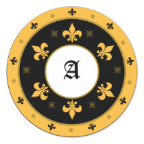 Round Fleur de Lis Stickers with Customizable Text