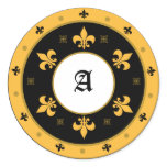 Round Fleur de Lis Stickers with Customizable Text