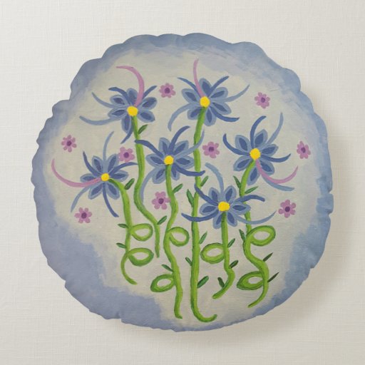 Round Floral Throw Pillow Zazzle
