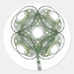 Round Four Leaf Clover Fractal Art Stickers