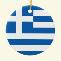 Round Greek Flag Ornament