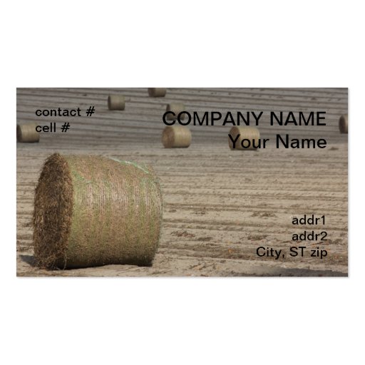 round hay bale business card template (front side)