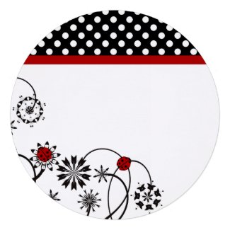 Round Ladybug Party Invitations