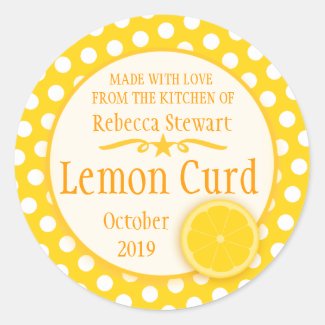 Round lemon curd baking label stickers