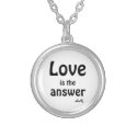 Round Necklace Love is the Answer Black on White