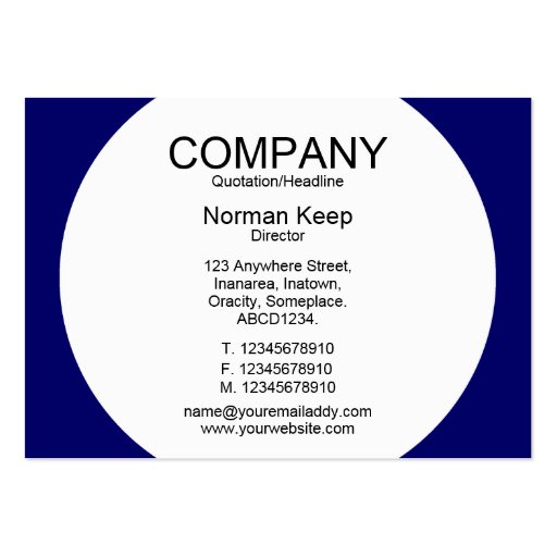Round Panel - White with Dark Blue 000066 Business Cards (front side)