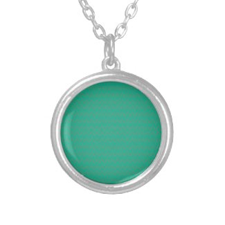Round Pendant Necklace, Emerald Green Geometric