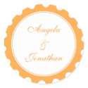 Round petal orange wedding favor name tag label sticker