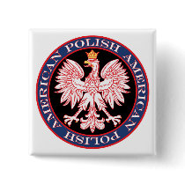 Round Polish American Eagle Pinback Buttons