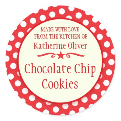 Round red cookie exchange baking gift stickers