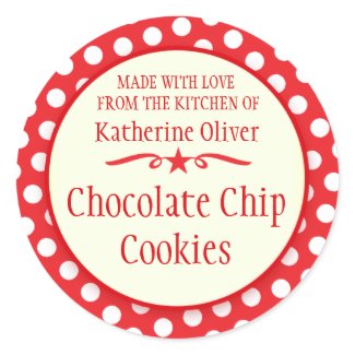 Round red cookie exchange baking gift stickers