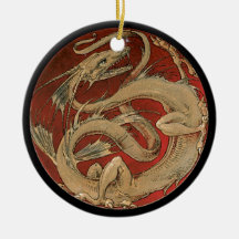 Round Red Dragon Christmas Ornaments