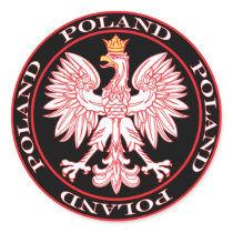 Round Red Polish Eagle stickers