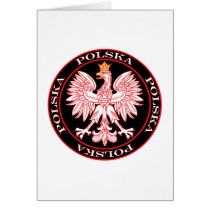 Round Red Polska Eagle cards