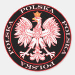 Round Red Polska Eagle Round Stickers