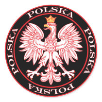 Round Red Polska Eagle stickers