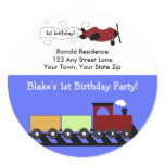 Round Return Address Label Planes & Trains stickers