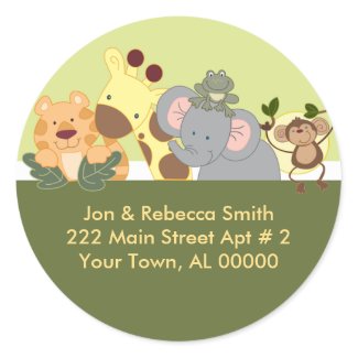 Round Return Address Labels - Jungle Safari Green sticker