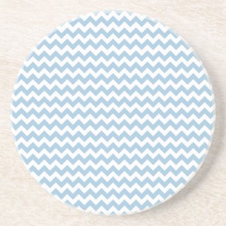 Round Sandstone Coaster, Blue and White Chevrons