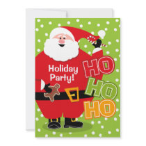 Round Santa HO HO HO Custom Invitation