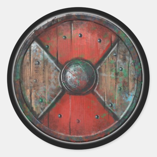 Round Shield Sticker - Red Emblem | Zazzle