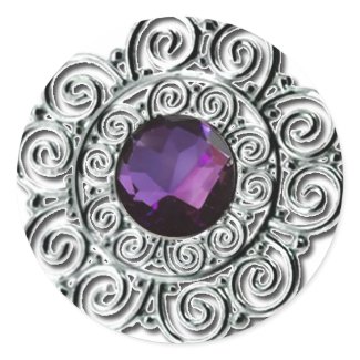 Round Silver and Amethyst Sticker sticker
