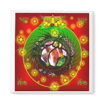 ROUND STAINED GLASS ORNAMENT magnets