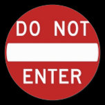 Round sticker with do not enter sign. stickers