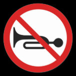 Round sticker with horn prohibited sign. stickers