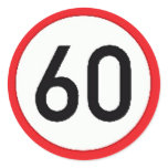 Round sticker with speed limit 60 sign