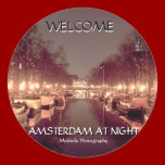 Round Stickers - Amsterdam at night  stickers