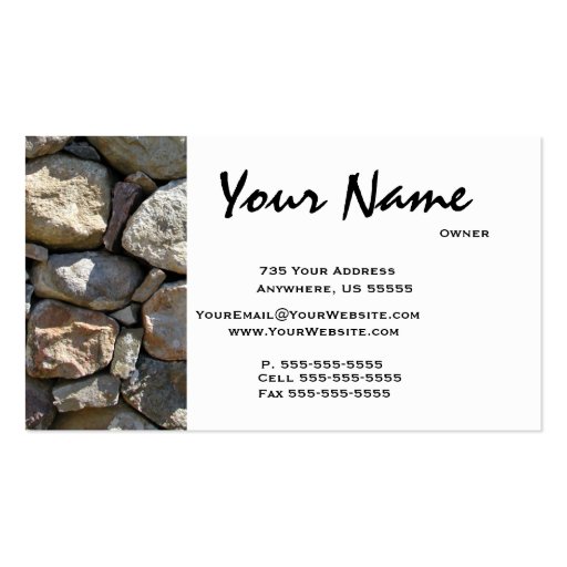 Round  Stone Masonry Business Cards (front side)