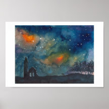 Round Tower Aurora Print