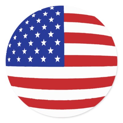 ROUND US FLAG ROUND STICKER by