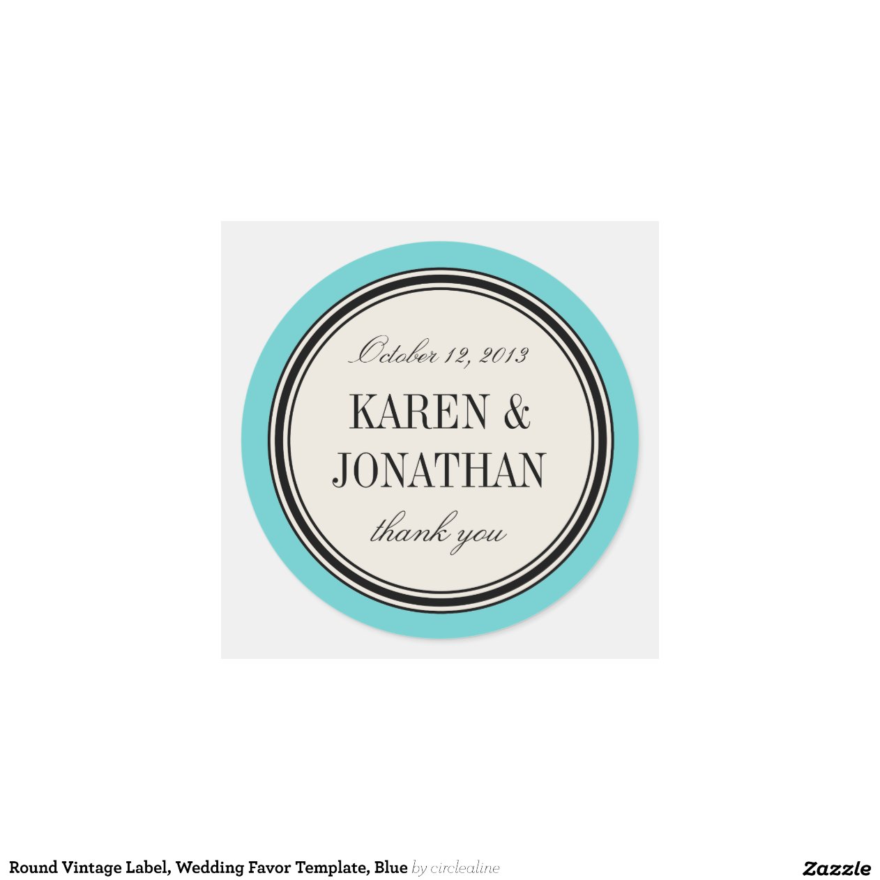 ... Label, Wedding Favor Template, Blue Classic Round Sticker Zazzle