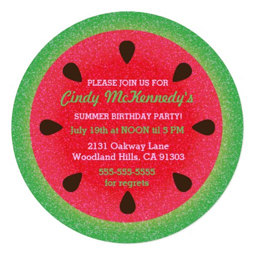 Round Watermelon Party Invitations